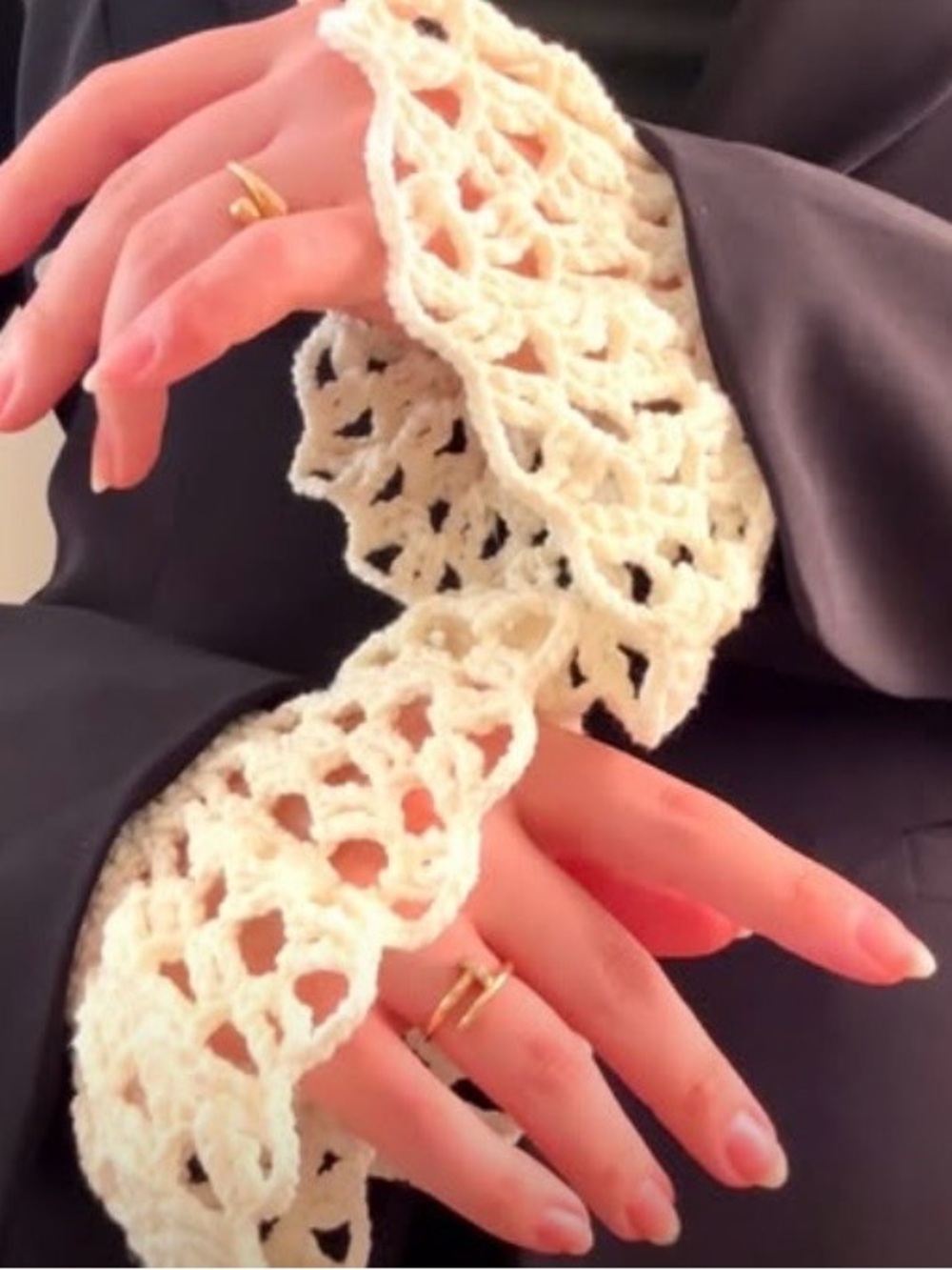 Cream Crochet Lace Cuff Accent for Women